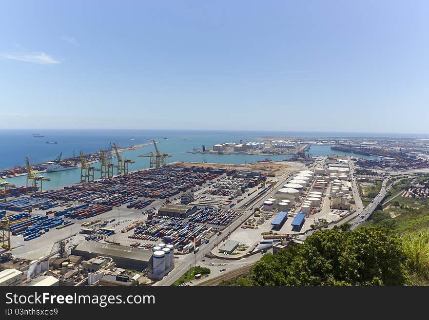 Sight of the port of Barcelona where they load and unload the goods. Sight of the port of Barcelona where they load and unload the goods