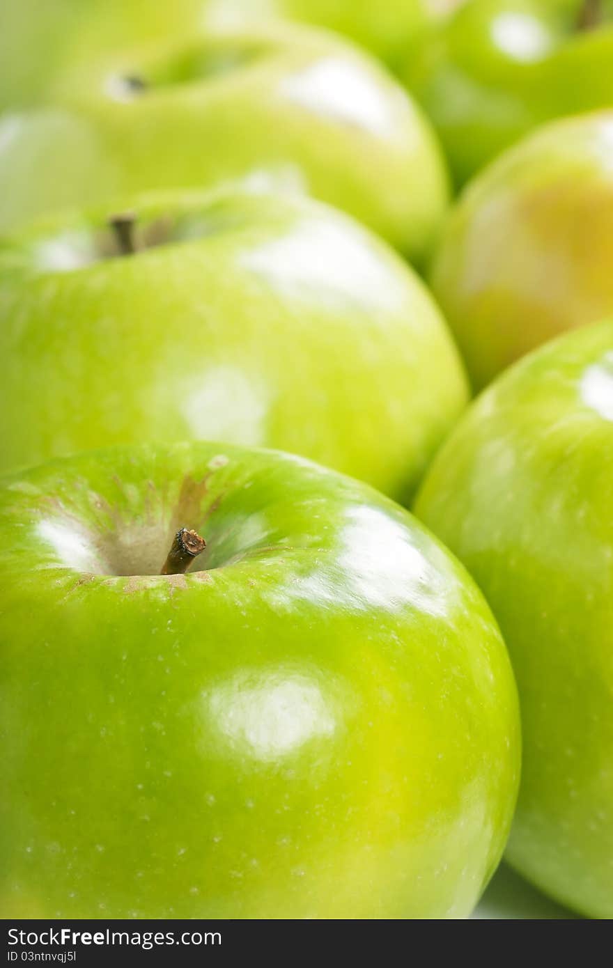 Close up view of many fresh green apples