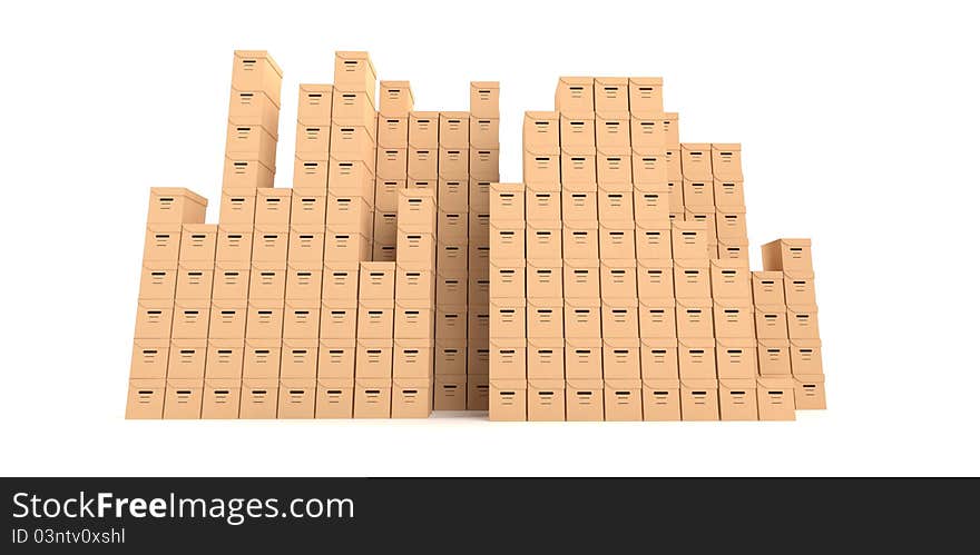 Large number of boxes in perspective. Large number of boxes in perspective