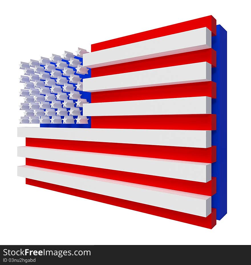 3d American Flag. Right perspective view. 3d American Flag. Right perspective view.