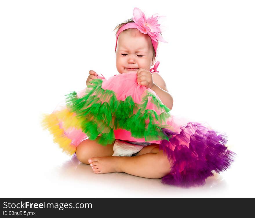 Little girl in fairy costuLittle girl in fairy costume on white backgroundme