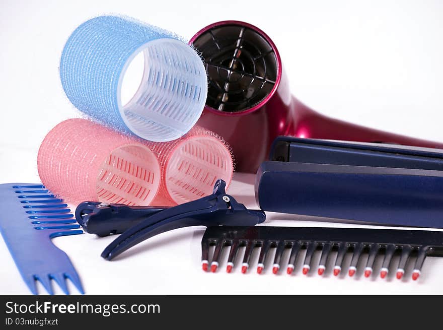 Hair equipment on a white background. Hair equipment on a white background