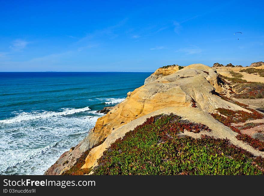 Portugal Landscape Beach Atlantic rocky terrain in Santa Cruz