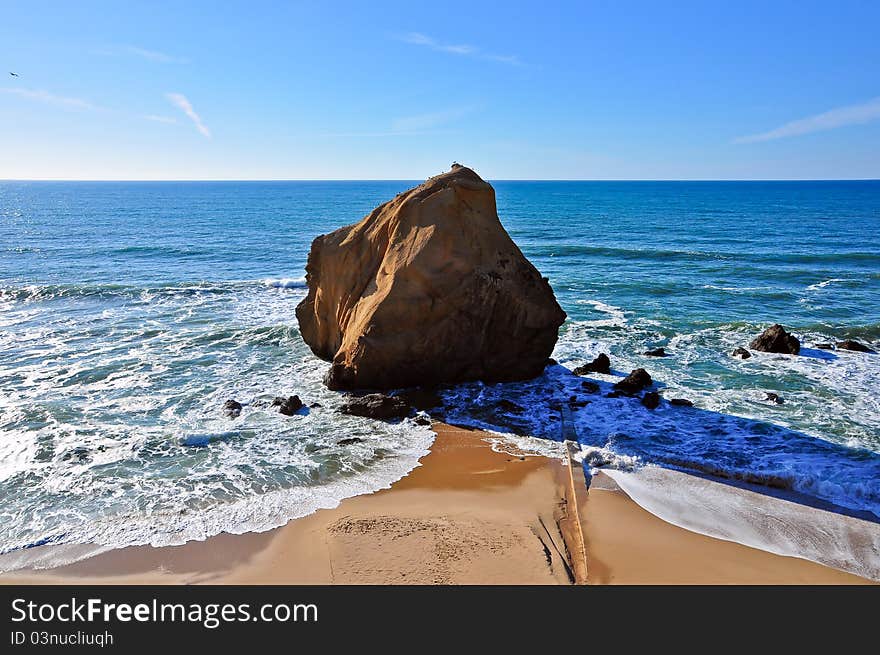 Portugal Landscape Beach Atlantic rocky terrain in Santa Cruz