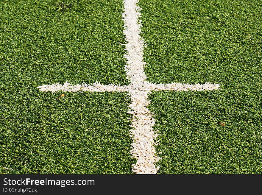 Picture of a football field focused on the touchline. Picture of a football field focused on the touchline