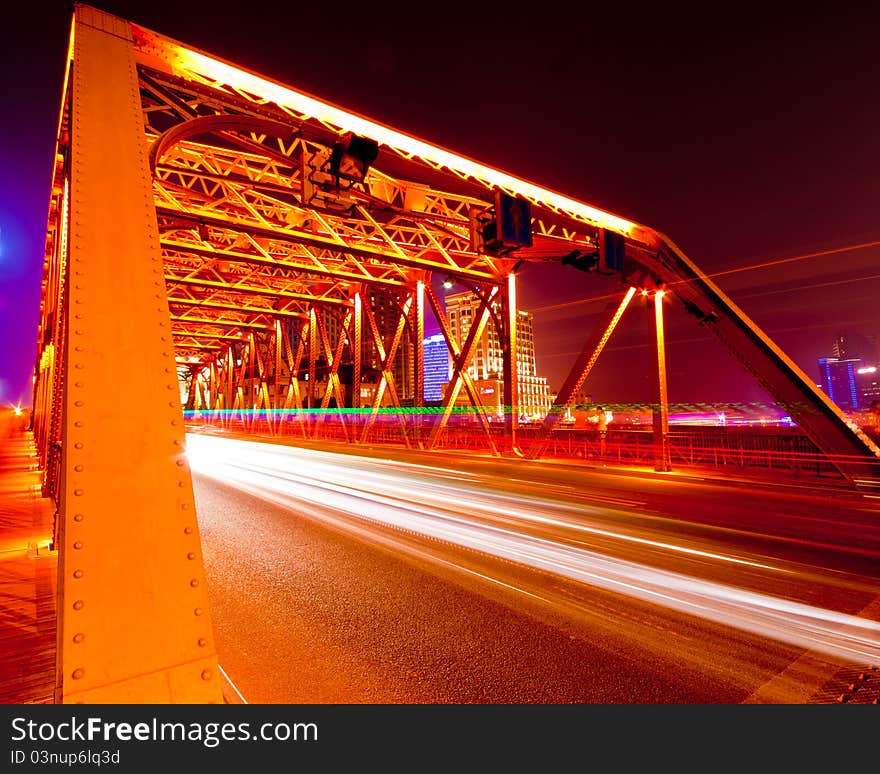 Evening Bridge in Shanghai, China