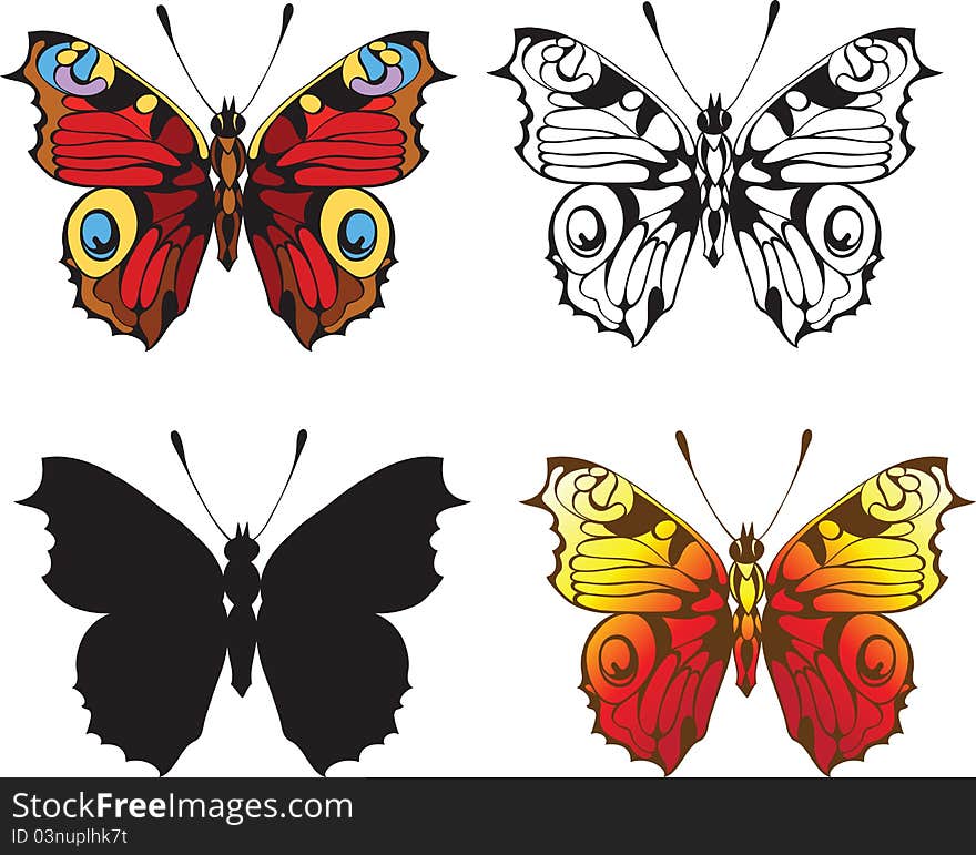 Set of decorative butterflies