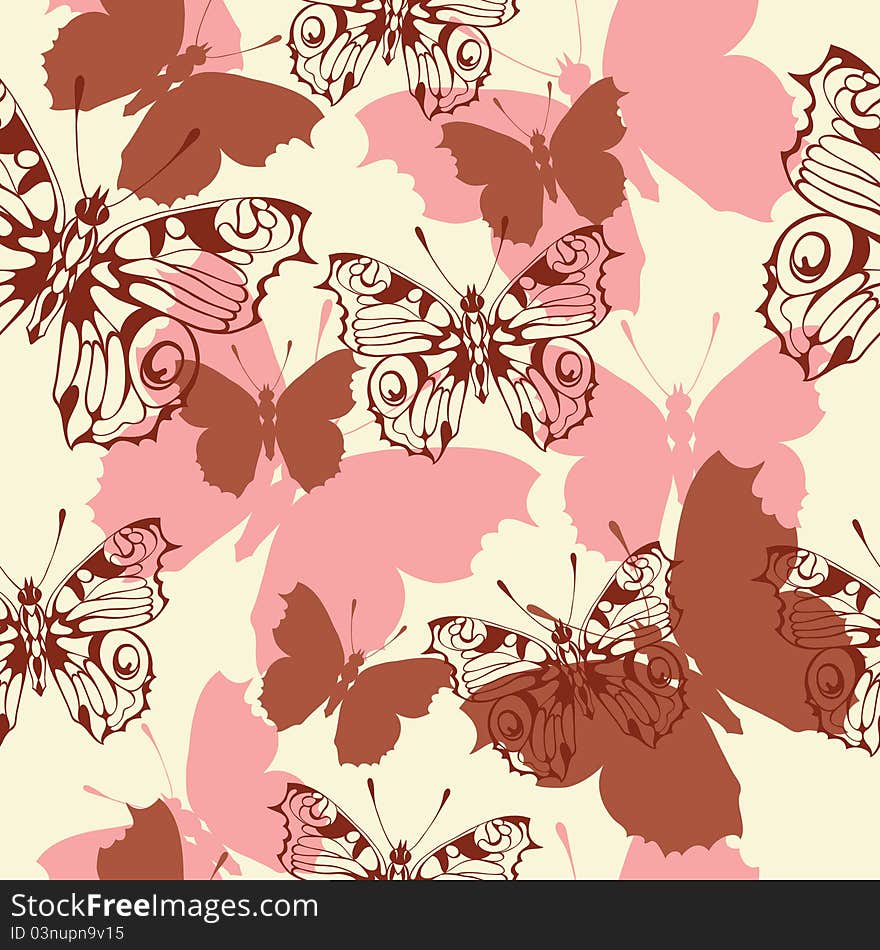 Seamless background with decorative butterflies. Seamless background with decorative butterflies