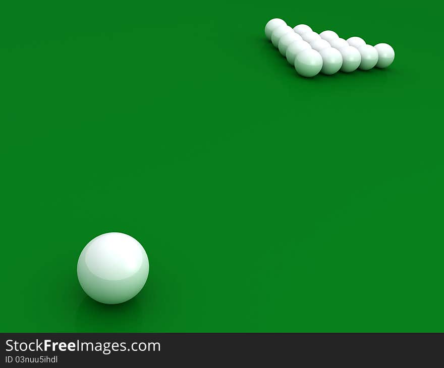 Billiard balls on a green table