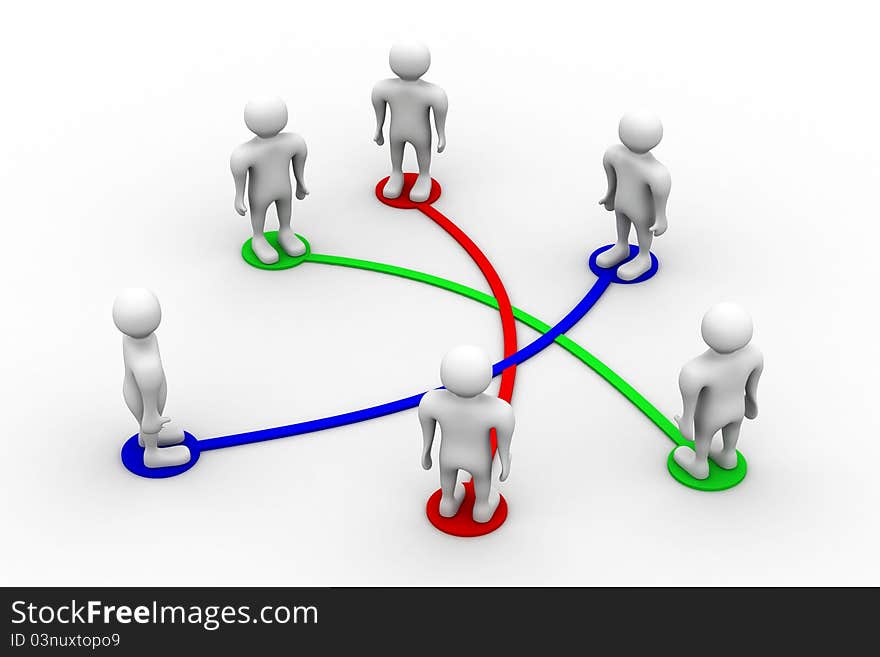 3d illustration of Business network in white background