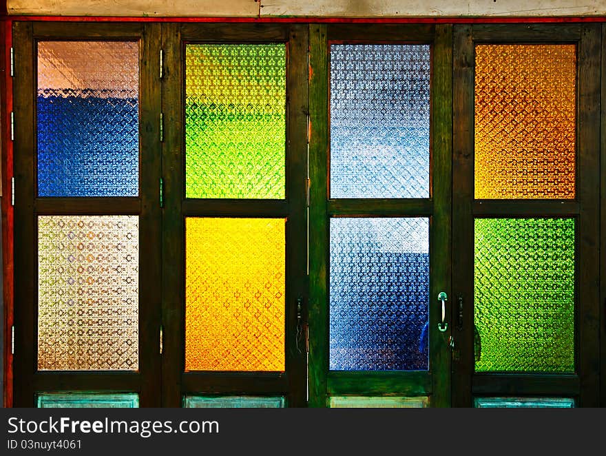 Native Thai Style Colorful Glass Windows