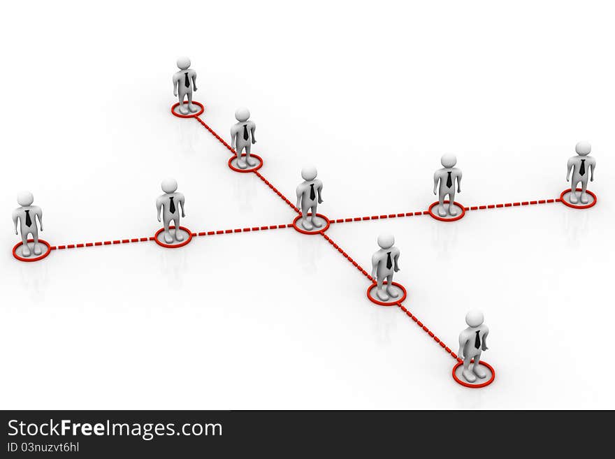 3d illustration of Business network in white background