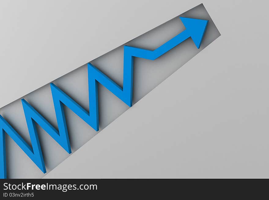 3d illustration of arrow in business graph