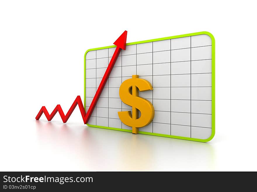 3d illustration of Financial growth graph