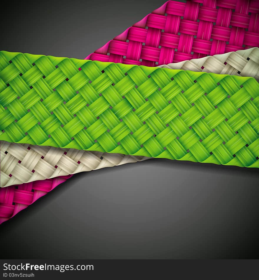 Background With Wicker Ribbons