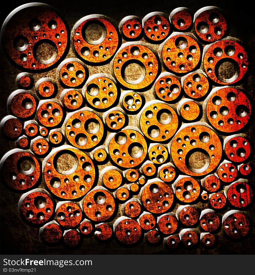 Orange dots on grunge background