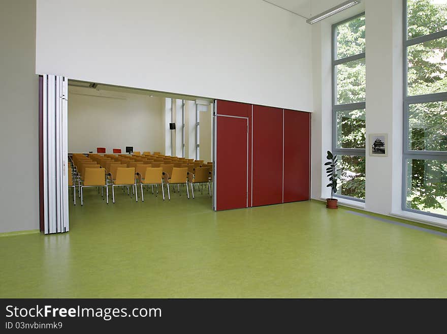 Contemporary office boardroom with brightly colored furniture. Contemporary office boardroom with brightly colored furniture