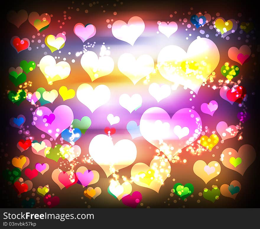 Abstract background with hearts circles