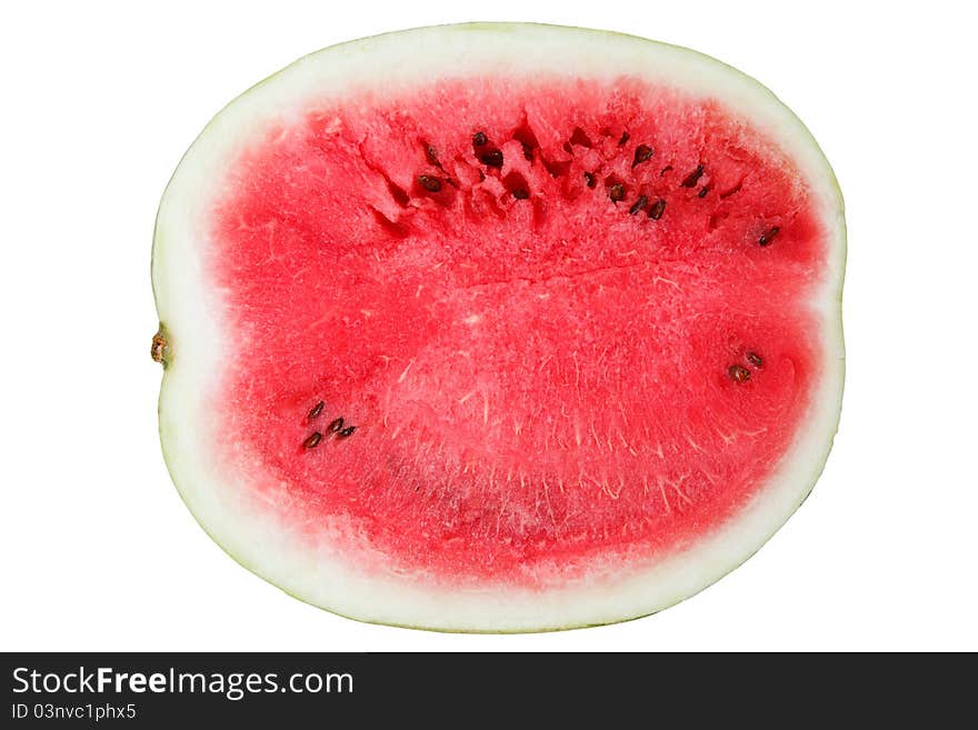 Slice of melon without shadows on white background. Slice of melon without shadows on white background