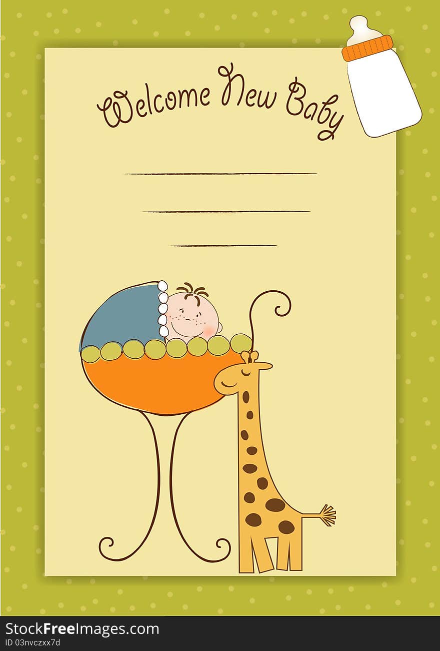 New baby invitation with teddy bear