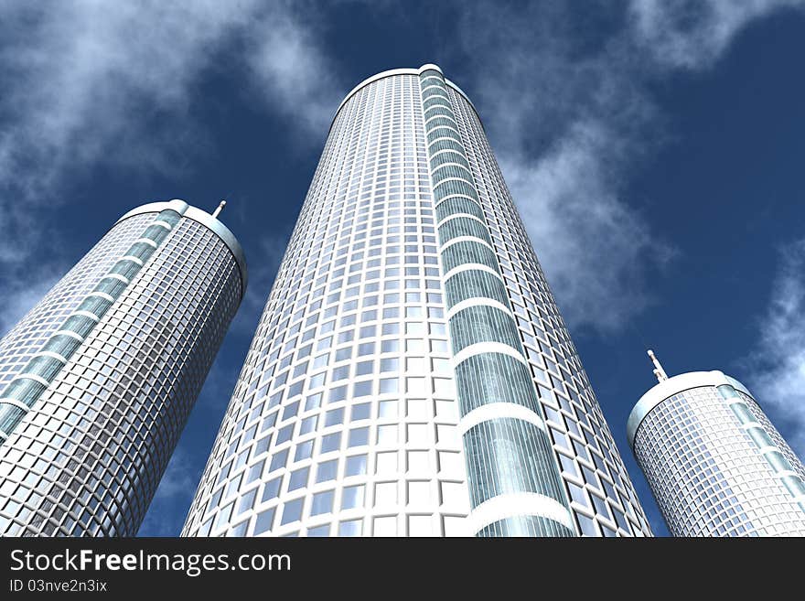 Moderns buildings with blue sky clouds