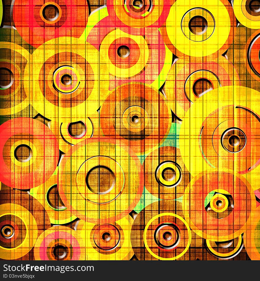 Grunge background with colorful circles