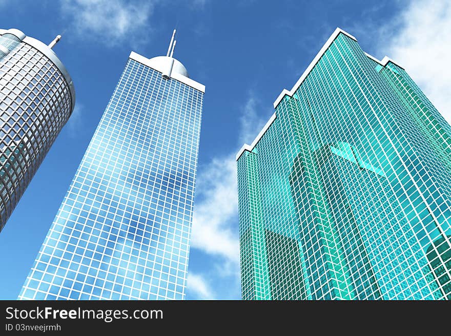 Moderns buildings with blue sky clouds