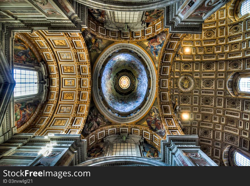 The interiors of St. Peter in the Vatican City. The interiors of St. Peter in the Vatican City