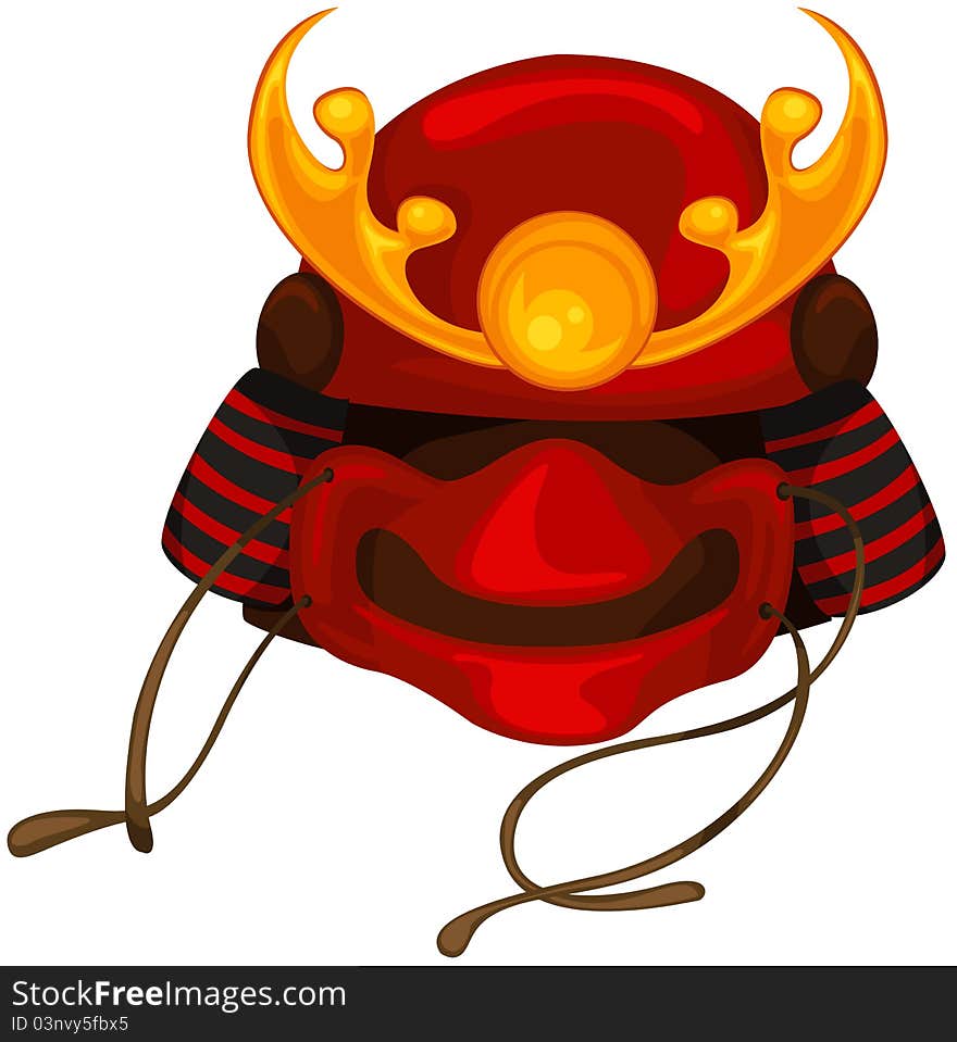 Illustration of isolated samurai mask on white background