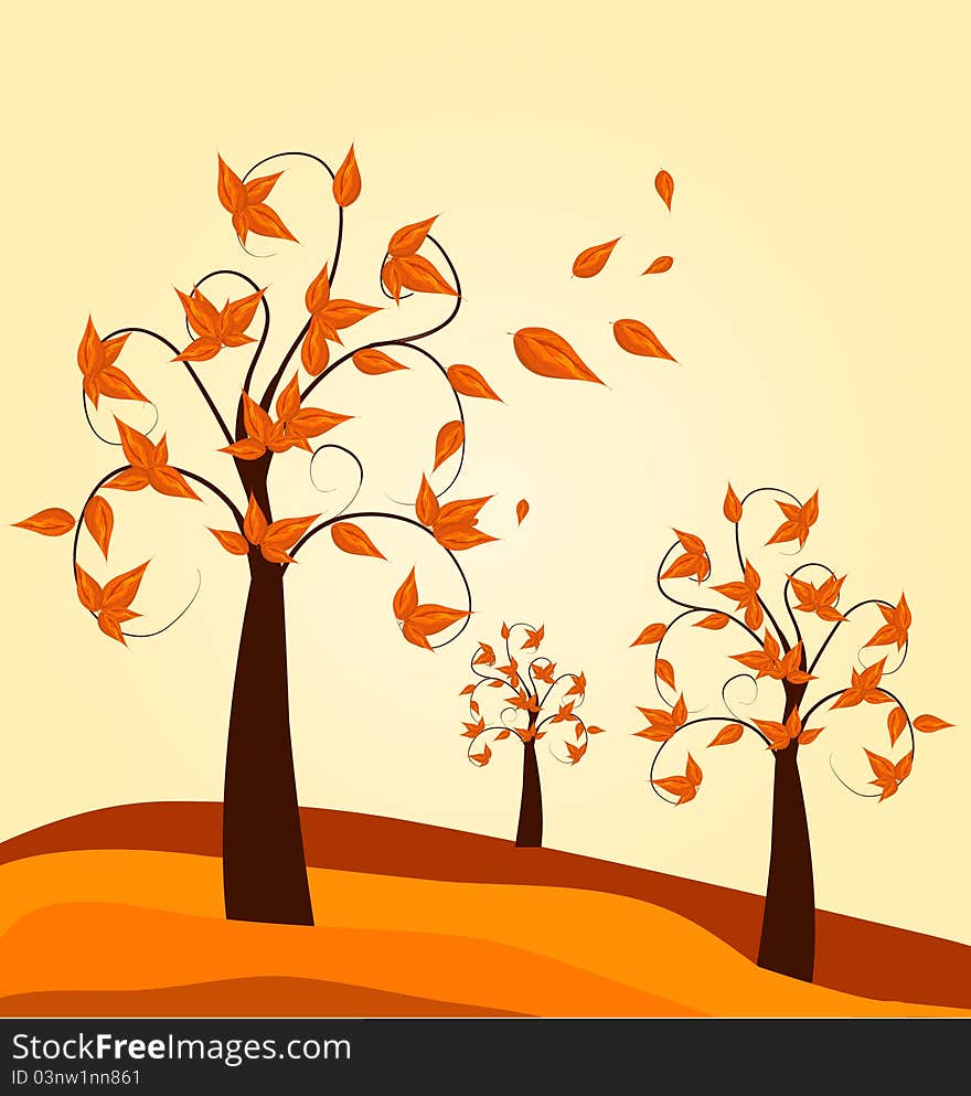 Three beautifull Autumn tree background