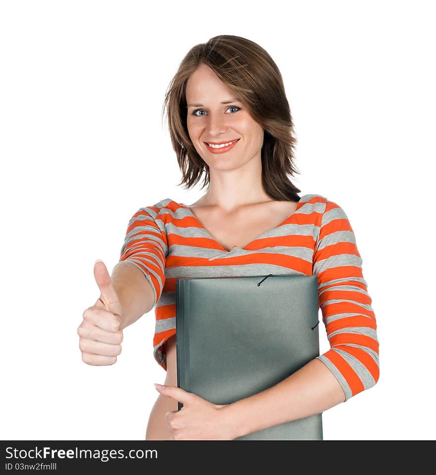 Beautiful Young Woman With A Folder