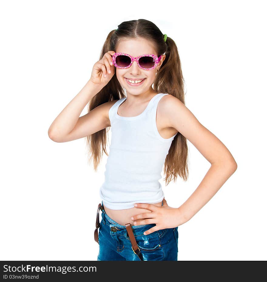 Cute Girl With Pink Sunglasses