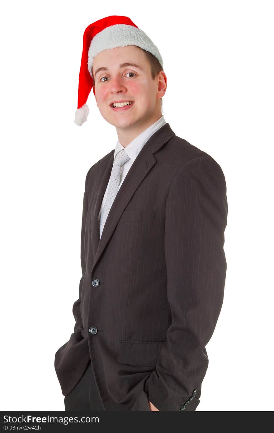 Businessman with chrismas hat