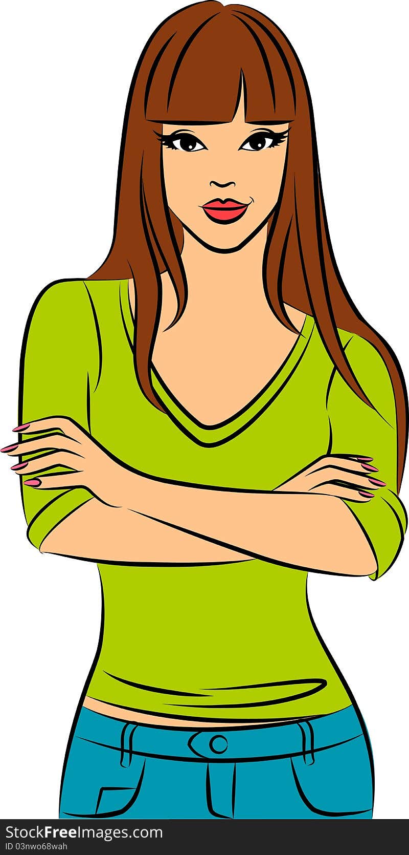 Beautiful cartoon girl.illustration for a design