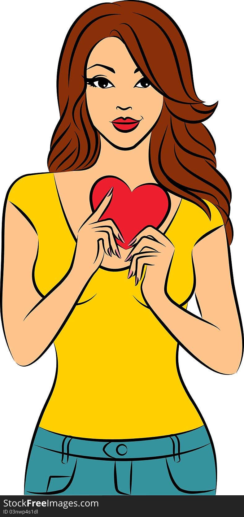 Beautiful girl with heart,illustration for a design. Beautiful girl with heart,illustration for a design