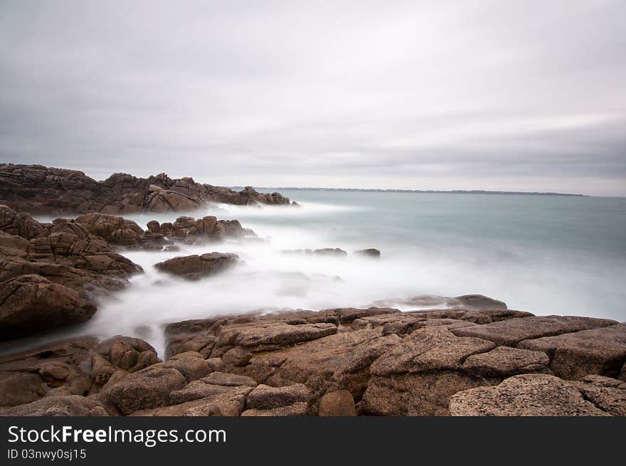 Seascape long exposure on Brittany coast