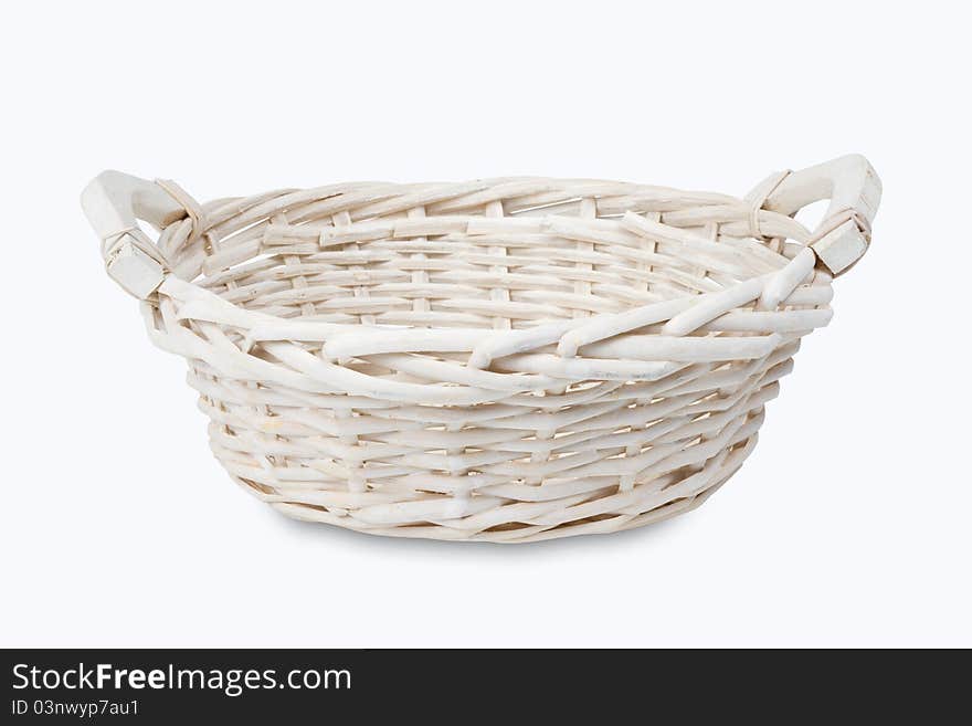 White empty wicker basket