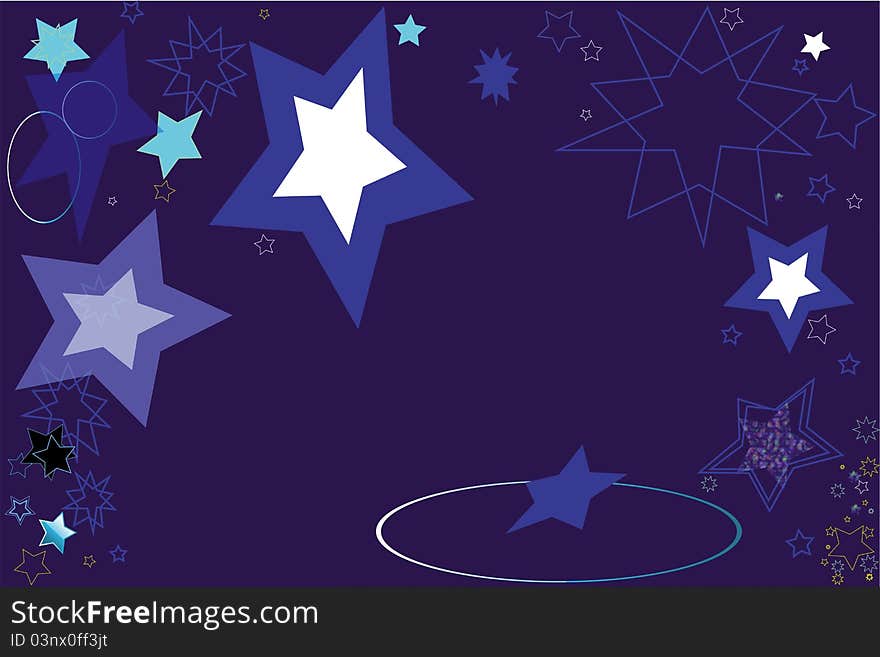 Blue background with white purple and blue stars