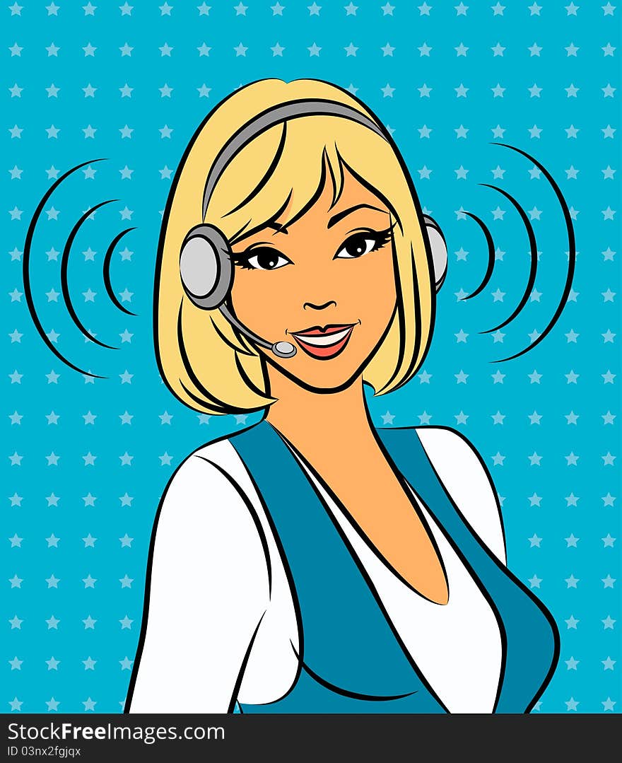 Beautiful Support phone operator. illustration for a design