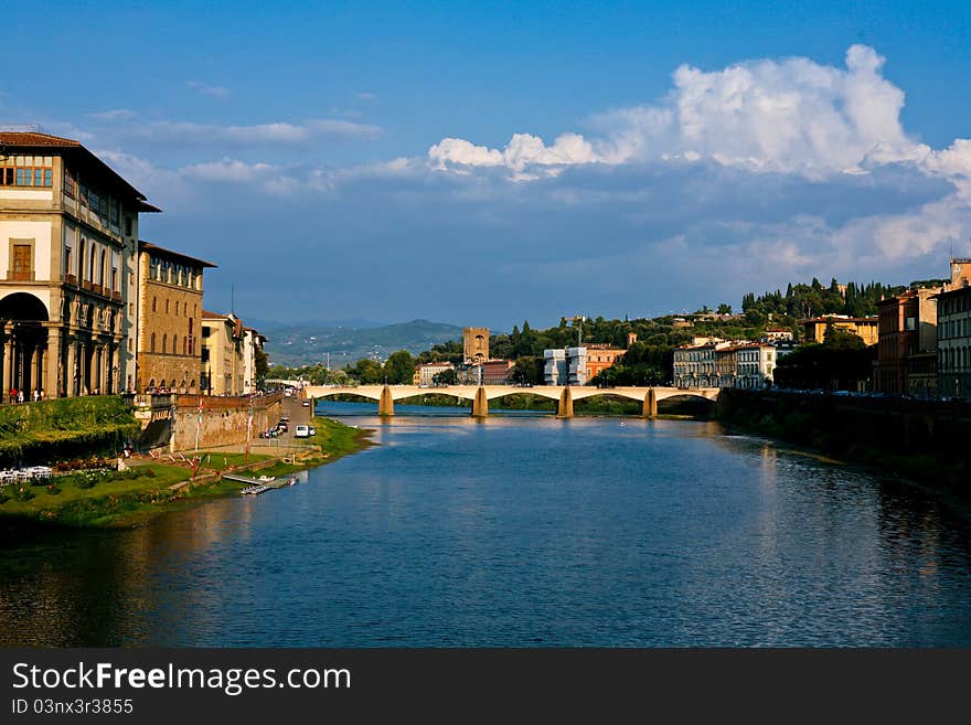 Blue sky and old city (Florence)