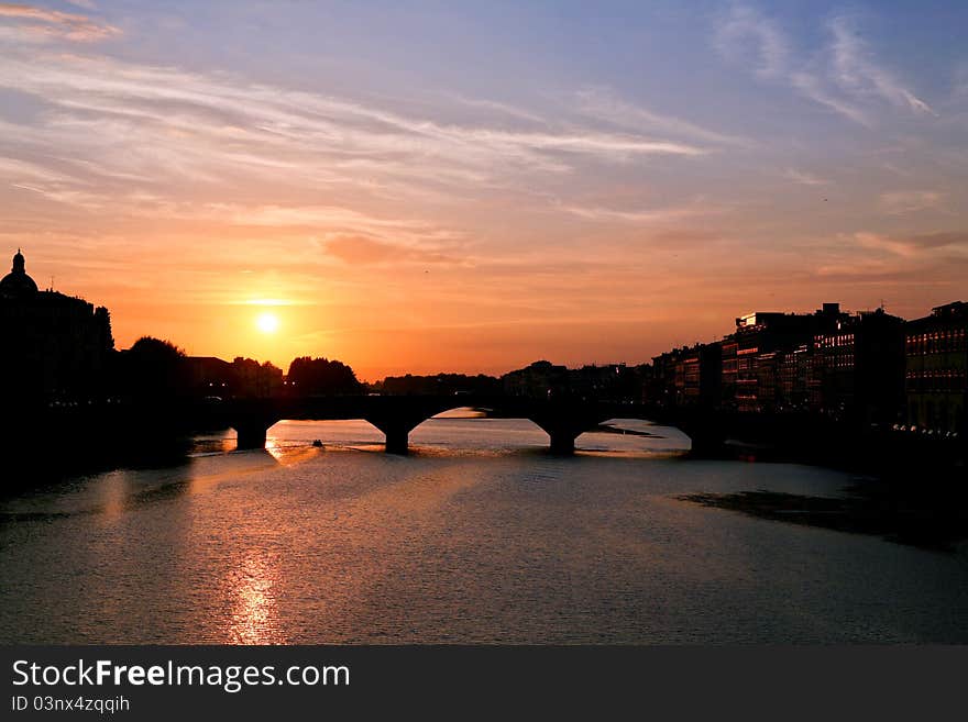 Sunset in old city (Florence)