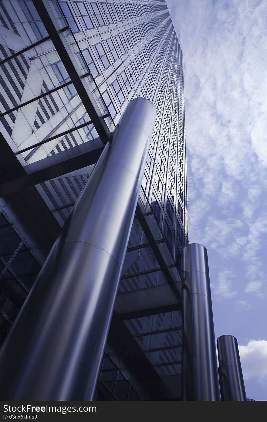 Looking up at blue toned high rise in London. Looking up at blue toned high rise in London.