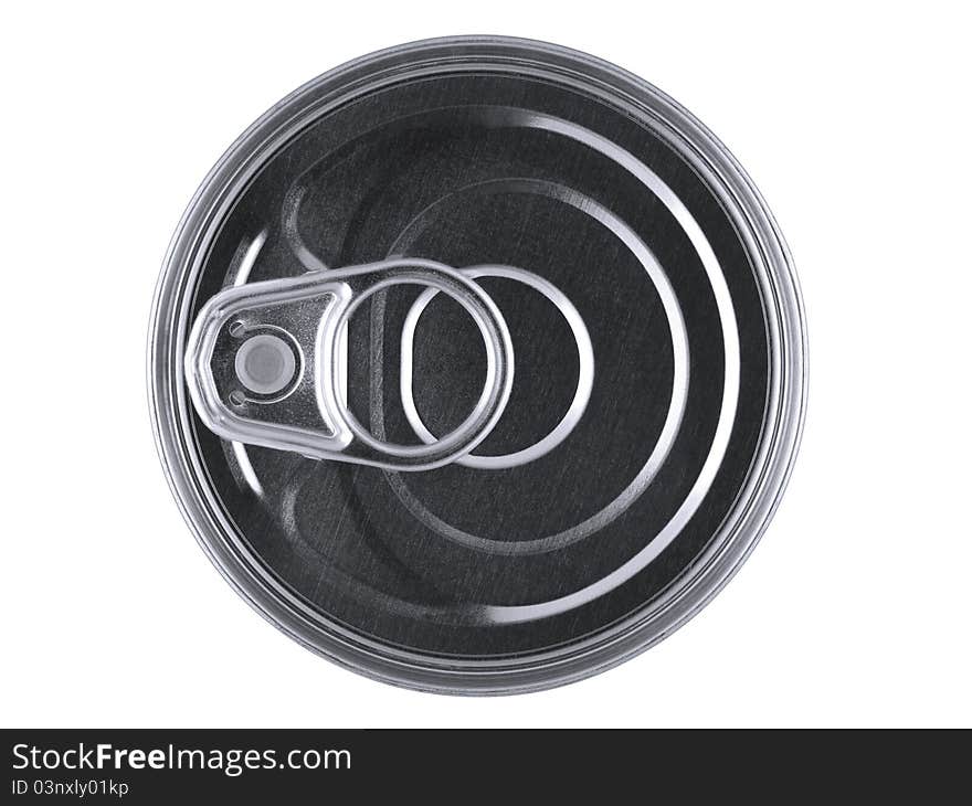 Top view of a pull ring can isolated over white.