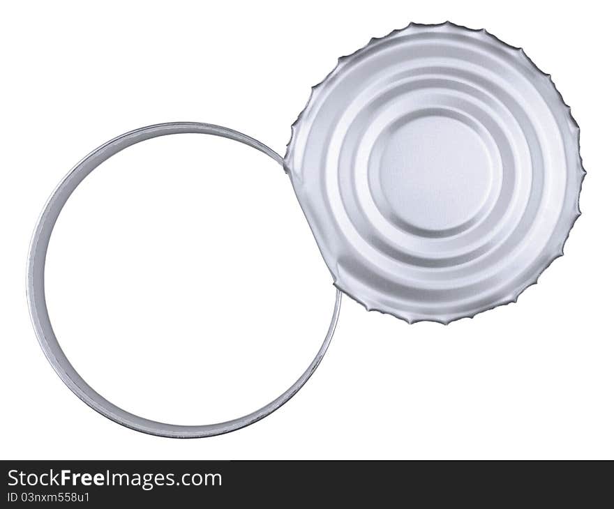 Top view of a tin can over a white background. Copy space. Top view of a tin can over a white background. Copy space.