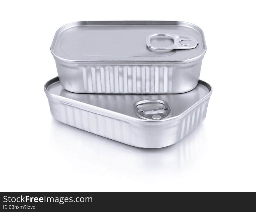 Two tin containers isolated on white. Two tin containers isolated on white.