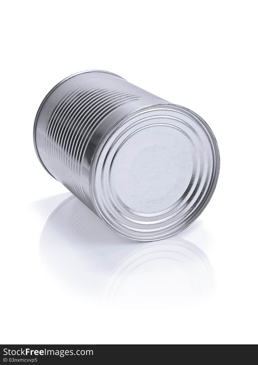 A single tin can isolated on white.