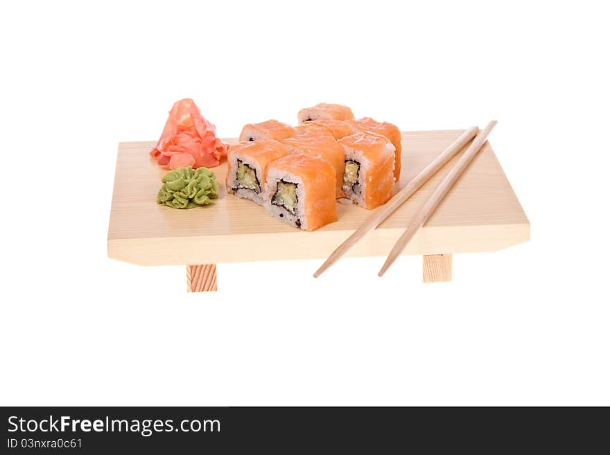 Japanese cuisine. sushi on white background close-up studio photography. Japanese cuisine. sushi on white background close-up studio photography.