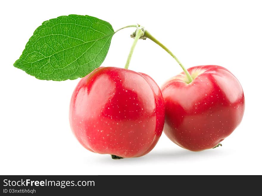 Sweet apples with leaf