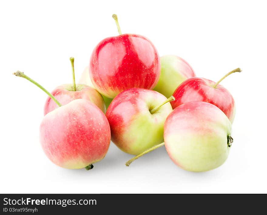 Mini apples group on white background