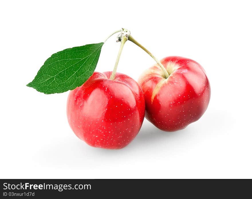 Sweet mini apples on white background